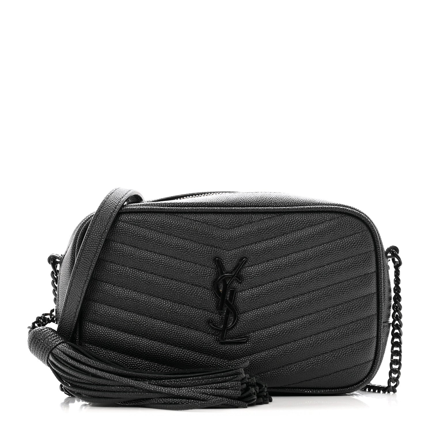 Saint Laurent Grain De Poudre Matelasse Monochrome Monogram Mini Lou Camera Bag Black 1 of 11