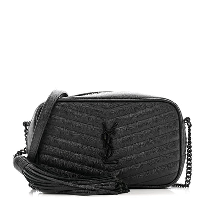 Saint Laurent Grain De Poudre Matelasse Monochrome Monogram Mini Lou Camera Bag Black 1 of 11