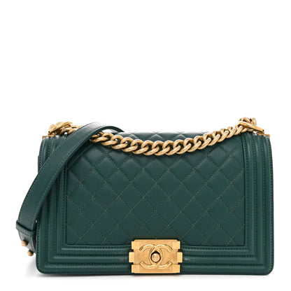 Chanel Caviar Quilted Medium Boy Flap Dark Green 1 of 13