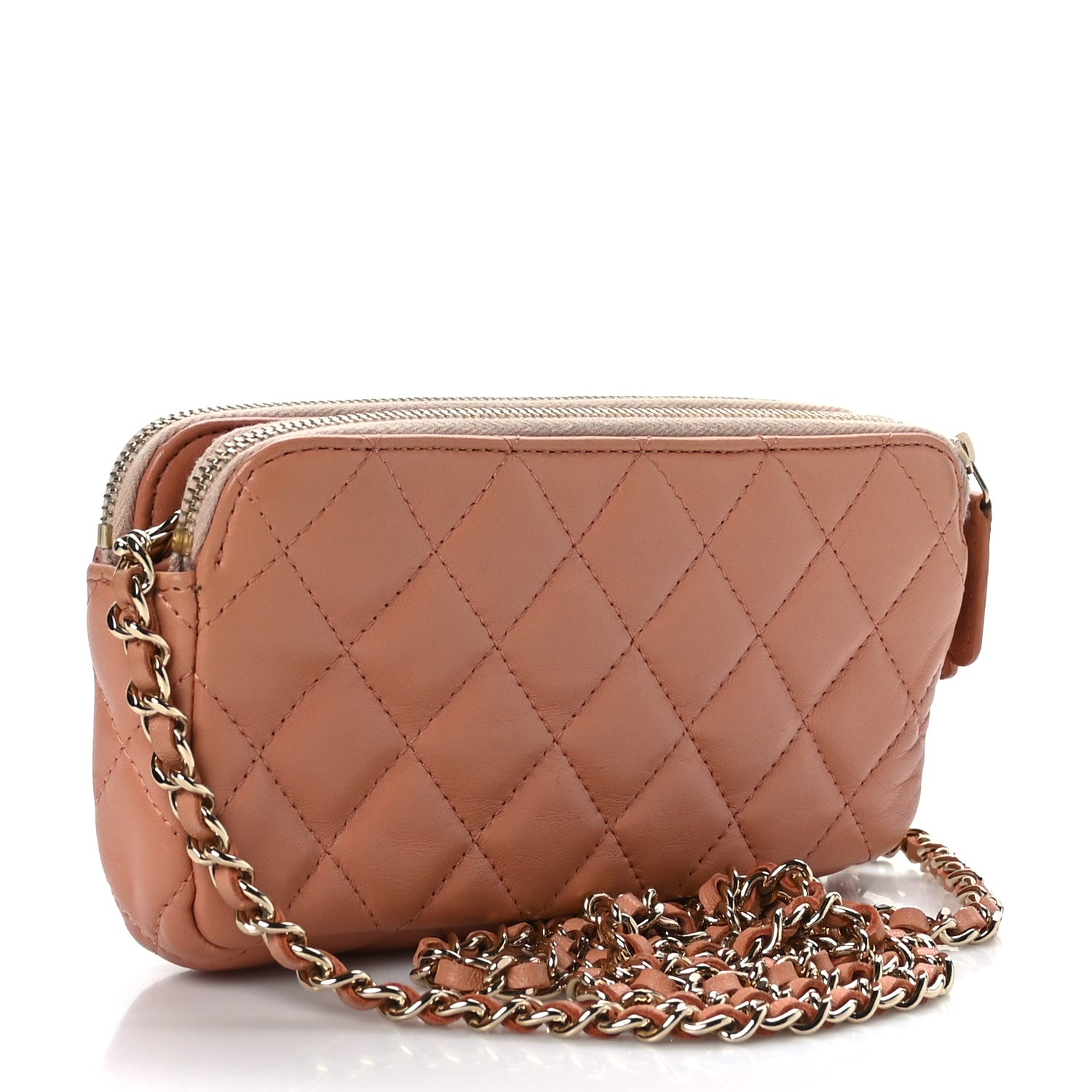 Chanel Lambskin Quilted Small Clutch With Chain Pink 3 of 12