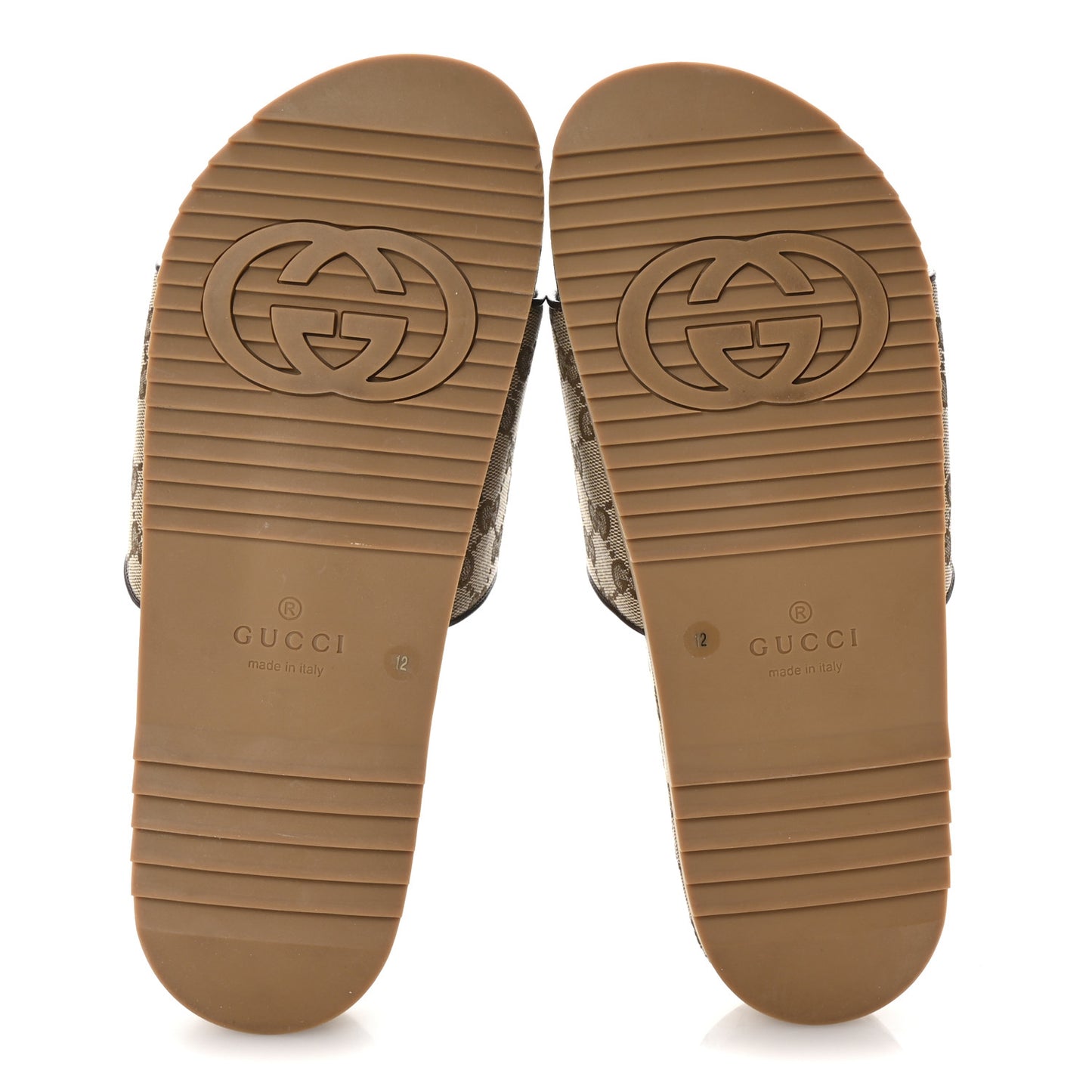 Canvas GG Monogram Mens Slide Sandals 12 Beige