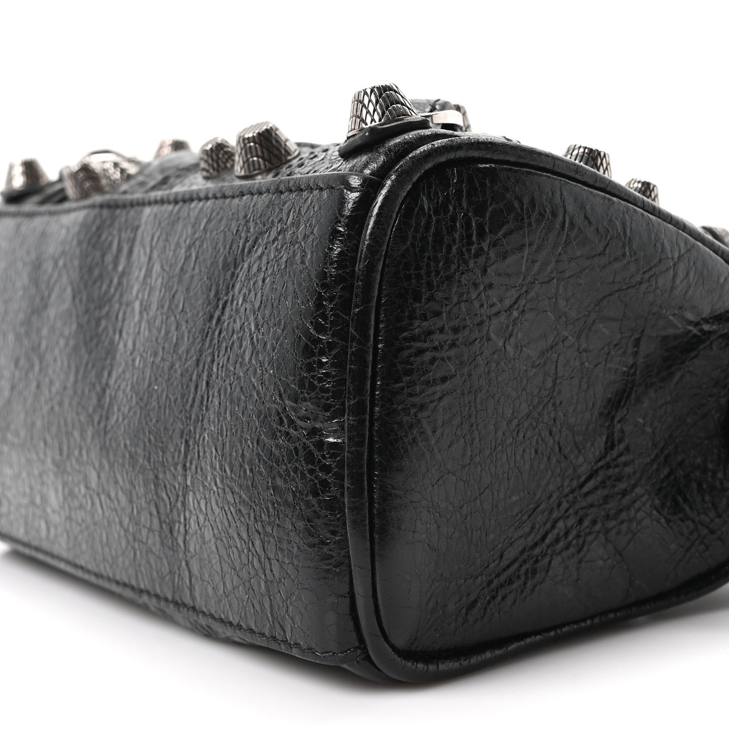 Agneau Arena Crystal Neo Nano Cagole Handbag Black