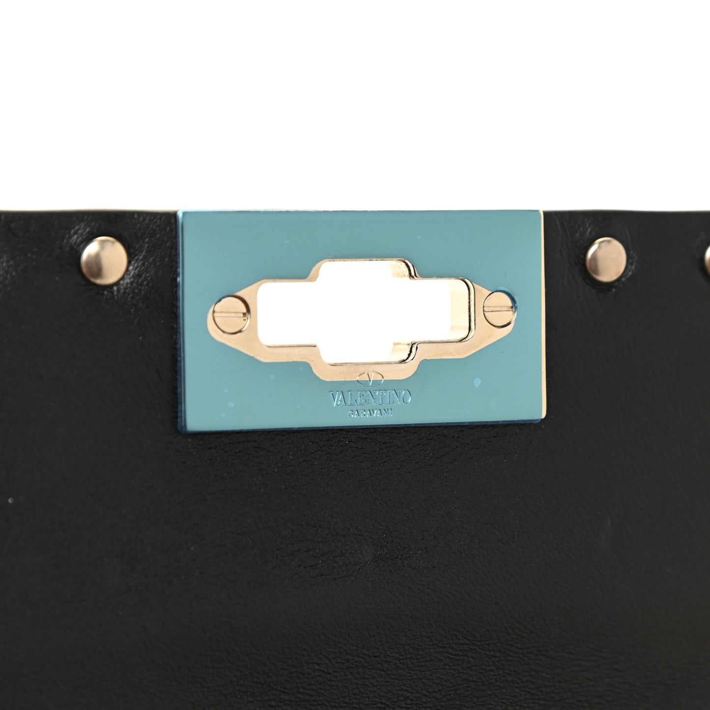Lambskin Small Rockstud Spike Shoulder Bag Black