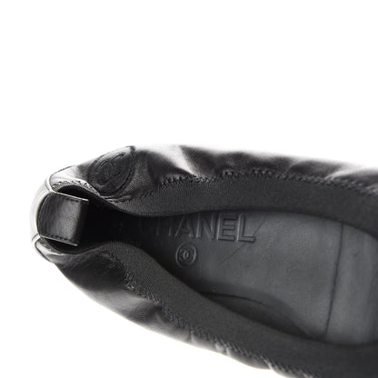 Chanel Lambskin Patent CC Elastic Cap Toe Ballerina Flats 36 Black 8 of 9