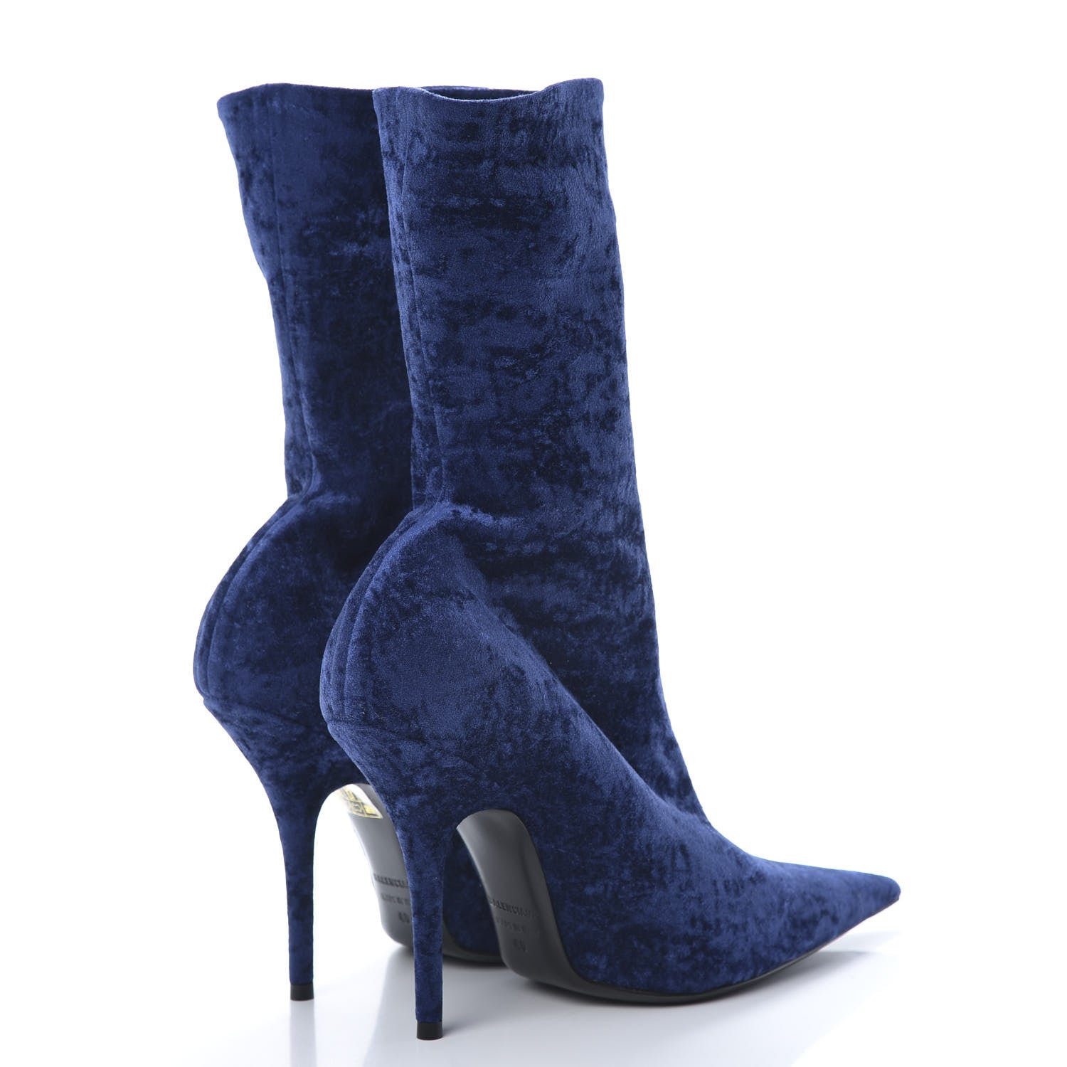 Balenciaga Velvet Spandex Extreme Pointed Toe Knife Ankle Boots 40 Blue 4 of 7