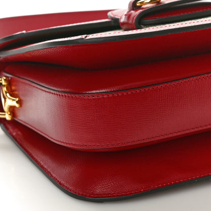 Gucci GG Supreme Monogram Azalea Calfskin Horsebit 1955 Shoulder Bag Beige Ebony New Cherry Red 9 of 10