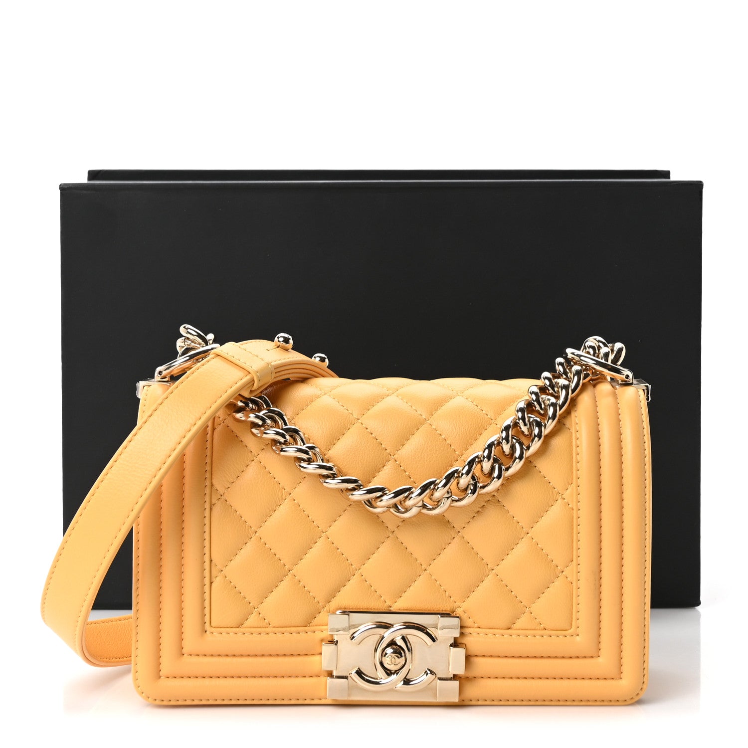 Chanel Calfskin Quilted Small Boy Flap Yellow 11 of 11