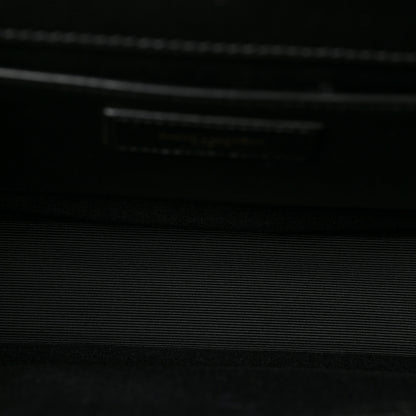 Saint Laurent Grain De Poudre Textured Mixed Matelasse Triquilt Medium Monogram Satchel Black 5 of 13