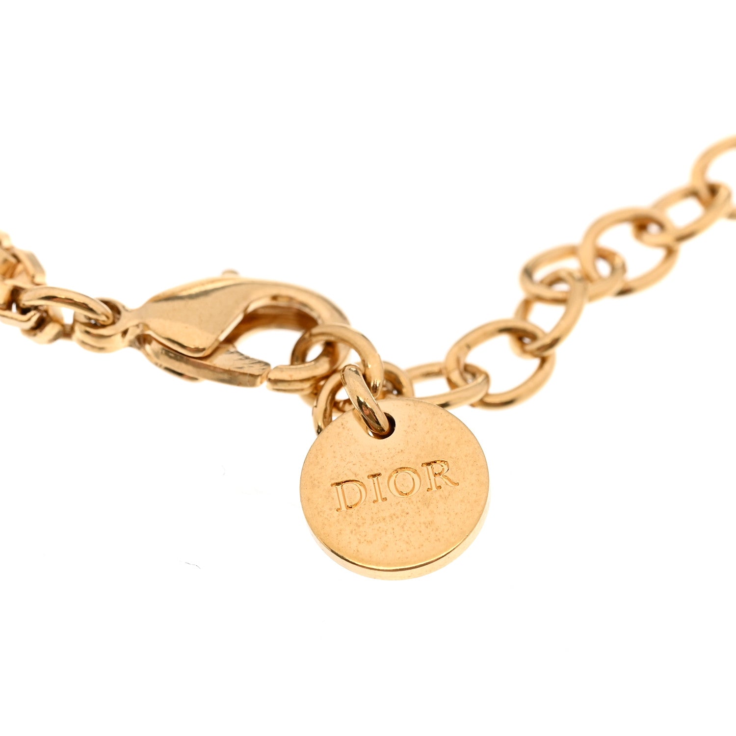 Christian Dior Crystal Metal Logo Bracelet Gold 4 of 5