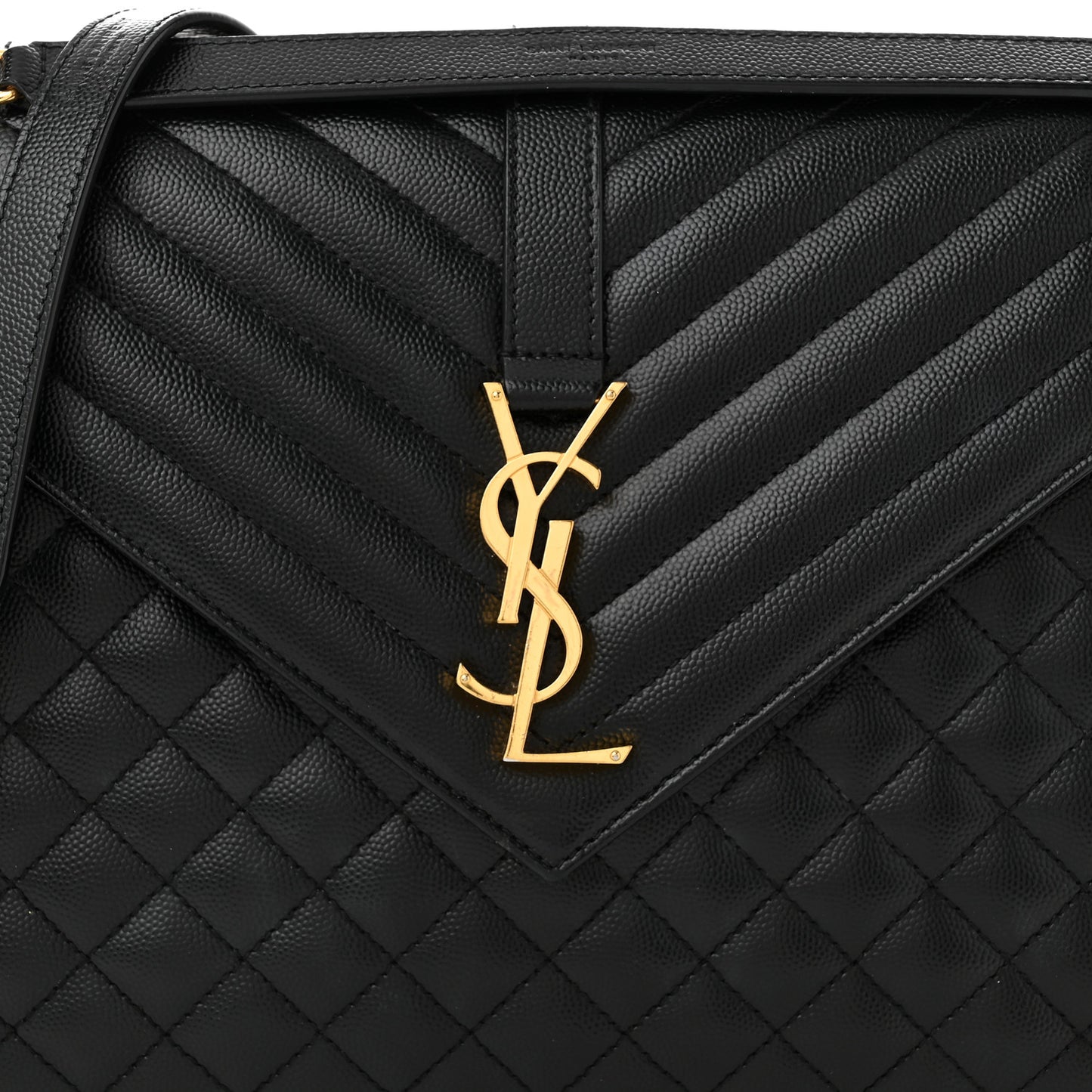 Grain De Poudre Textured Mixed Matelasse Large Triquilt Monogram Satchel Black
