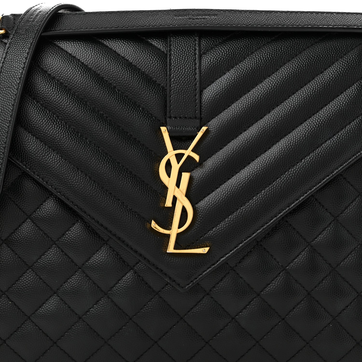 Saint Laurent Grain De Poudre Textured Mixed Matelasse Large Triquilt Monogram Satchel Black 8 of 11