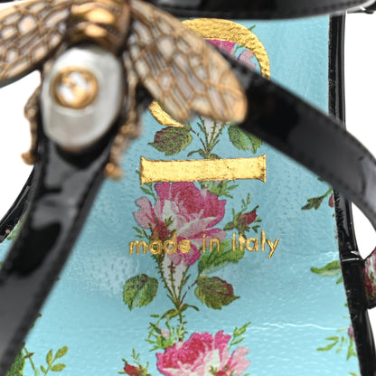 Gucci Patent Calfskin Bee Thong Sandals 36 Black 8 of 9