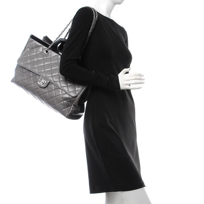 Chanel Glazed Calfskin Quilted Large CC Delivery Tote Grey 2 of 7