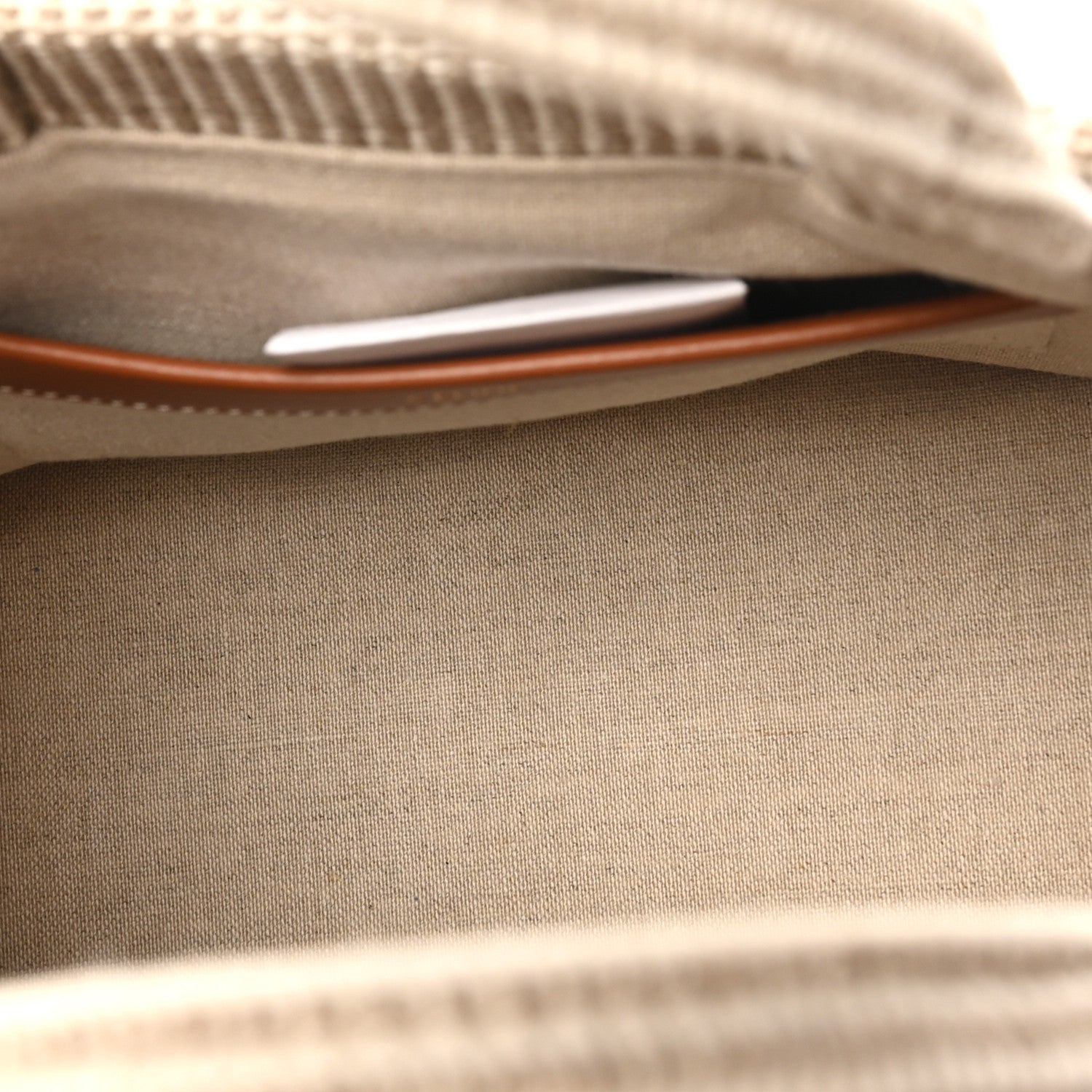 Celine Canvas Calfskin Striped Triomphe Small Cabas Beige 5 of 9