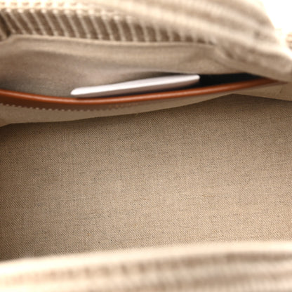 Celine Canvas Calfskin Striped Triomphe Small Cabas Beige 5 of 9