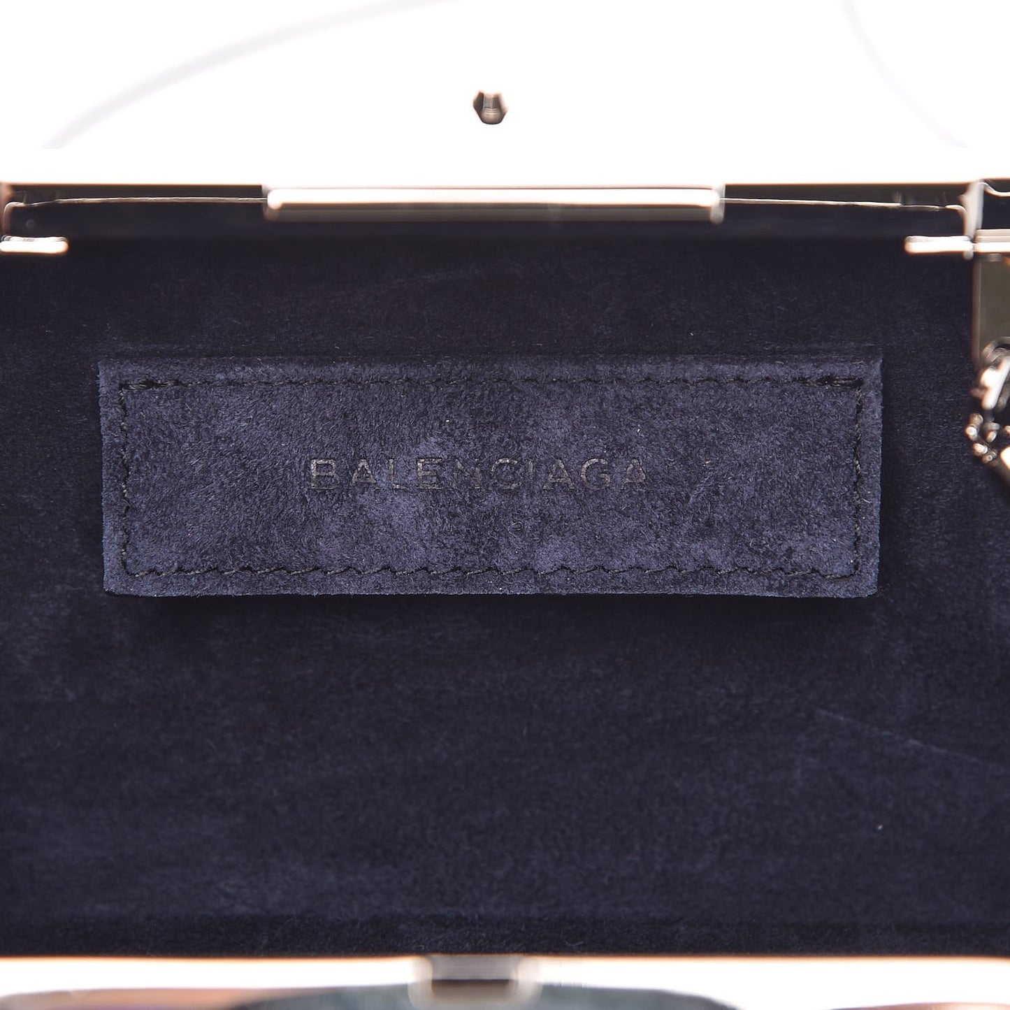 Calfskin Minaudiere Trapeze Clutch Bleu Persan