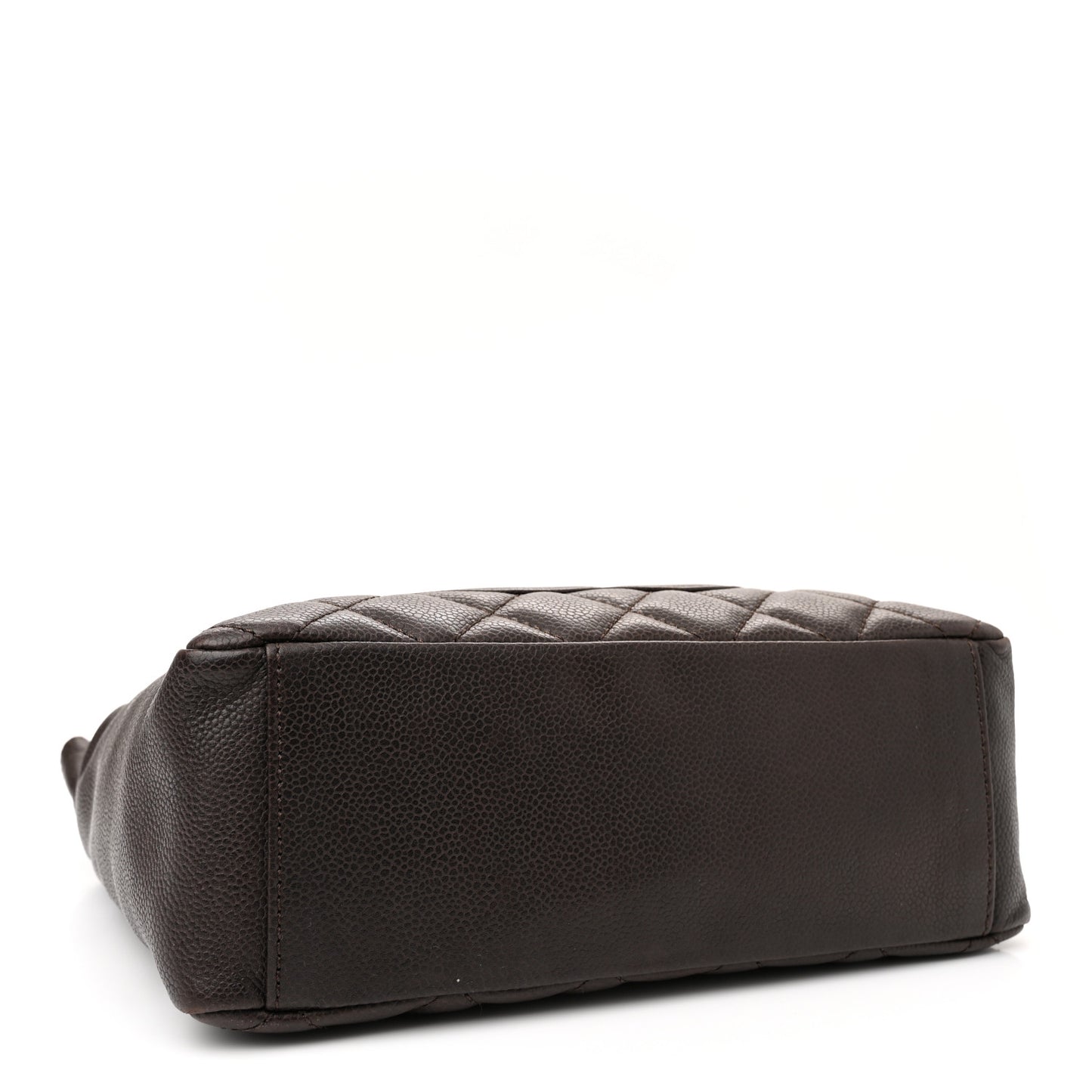 Caviar Quilted Petit Shopping Tote PST Dark Brown Brown