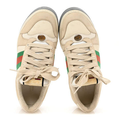 Gucci Nylon Nubuck Web Womens Screener Sneakers 38 Mystic White Dusty Milk 2 of 12