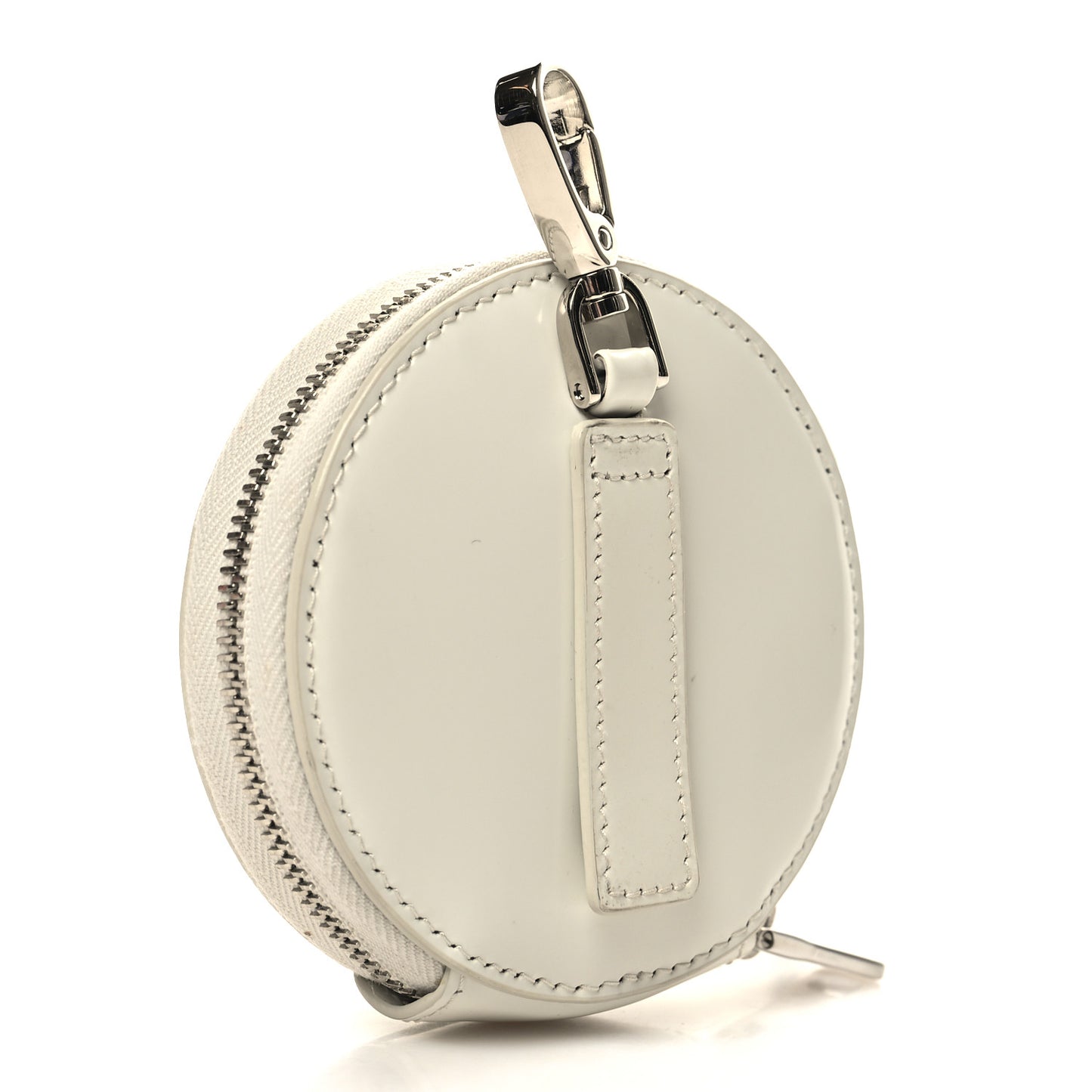 Spazzolato Round Coin Pouch Bag Charm White