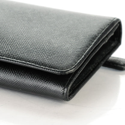 Prada Saffiano Metal Continental Flap Wallet Nero Black 8 of 8