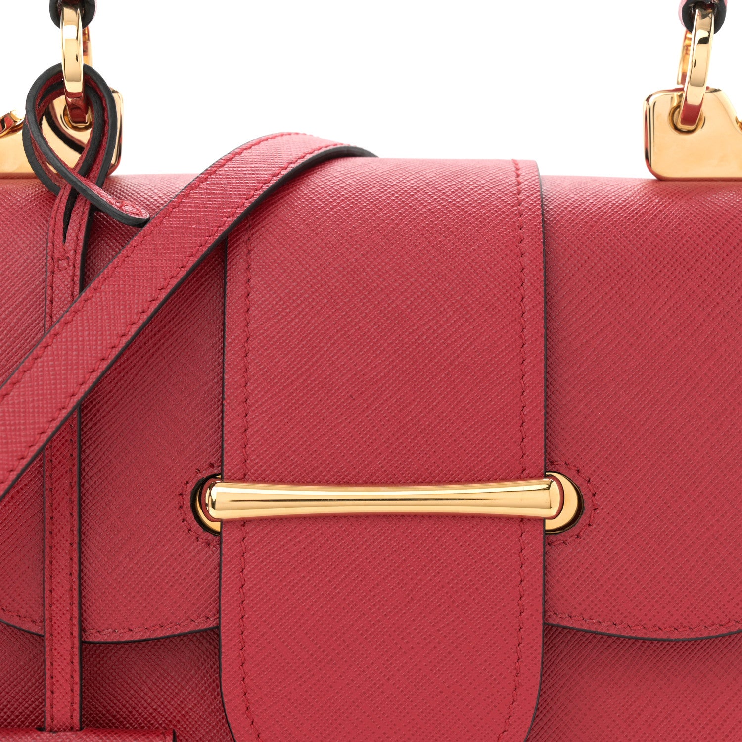 Prada Saffiano Lux Large Sidonie Top Handle Bag Fuoco 8 of 12