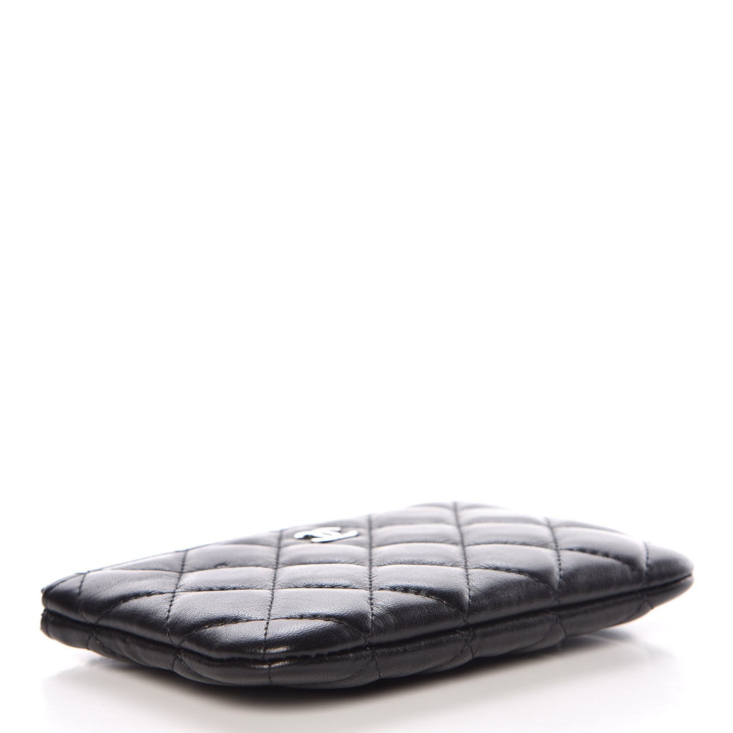 Lambskin Quilted Small Cosmetic Case Black