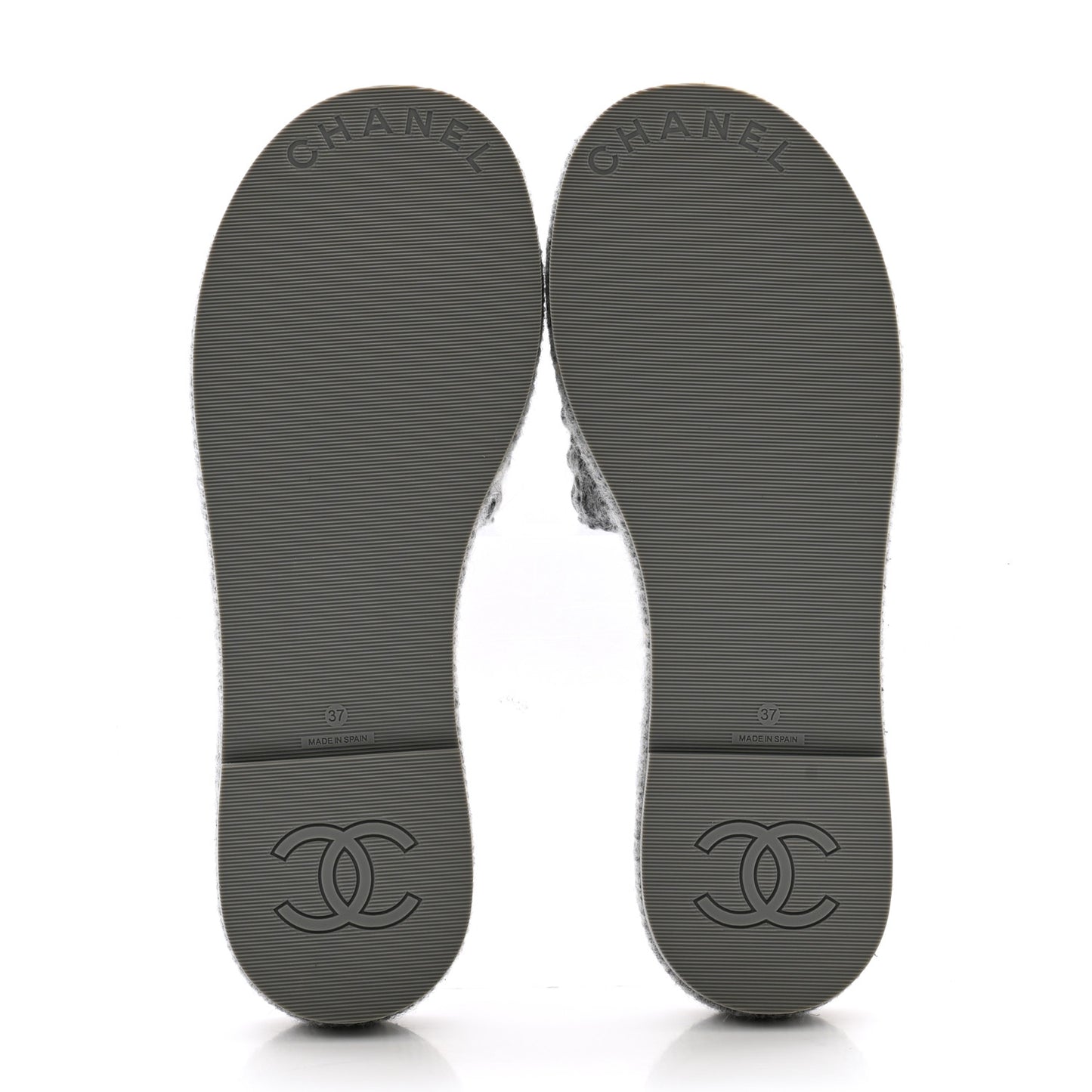 Wool Alpaca Chain CC Slide Sandals 37 Gray