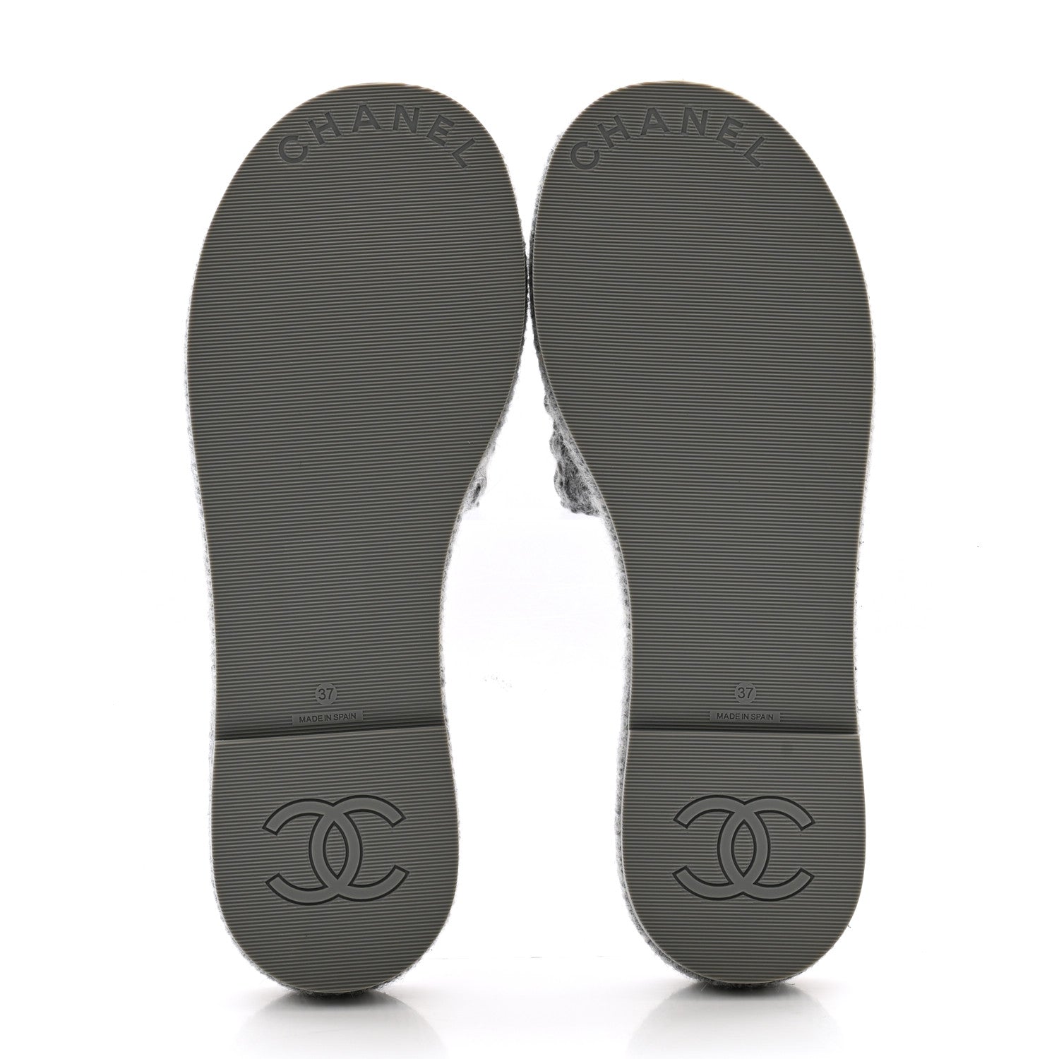 Chanel Wool Alpaca Chain CC Slide Sandals 37 Gray 5 of 9