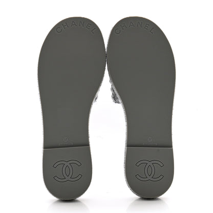 Chanel Wool Alpaca Chain CC Slide Sandals 37 Gray 5 of 9