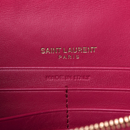 Saint Laurent Patent Calfskin Matelasse Monogram Vicky Chain Wallet Neon Bubblegum 7 of 10
