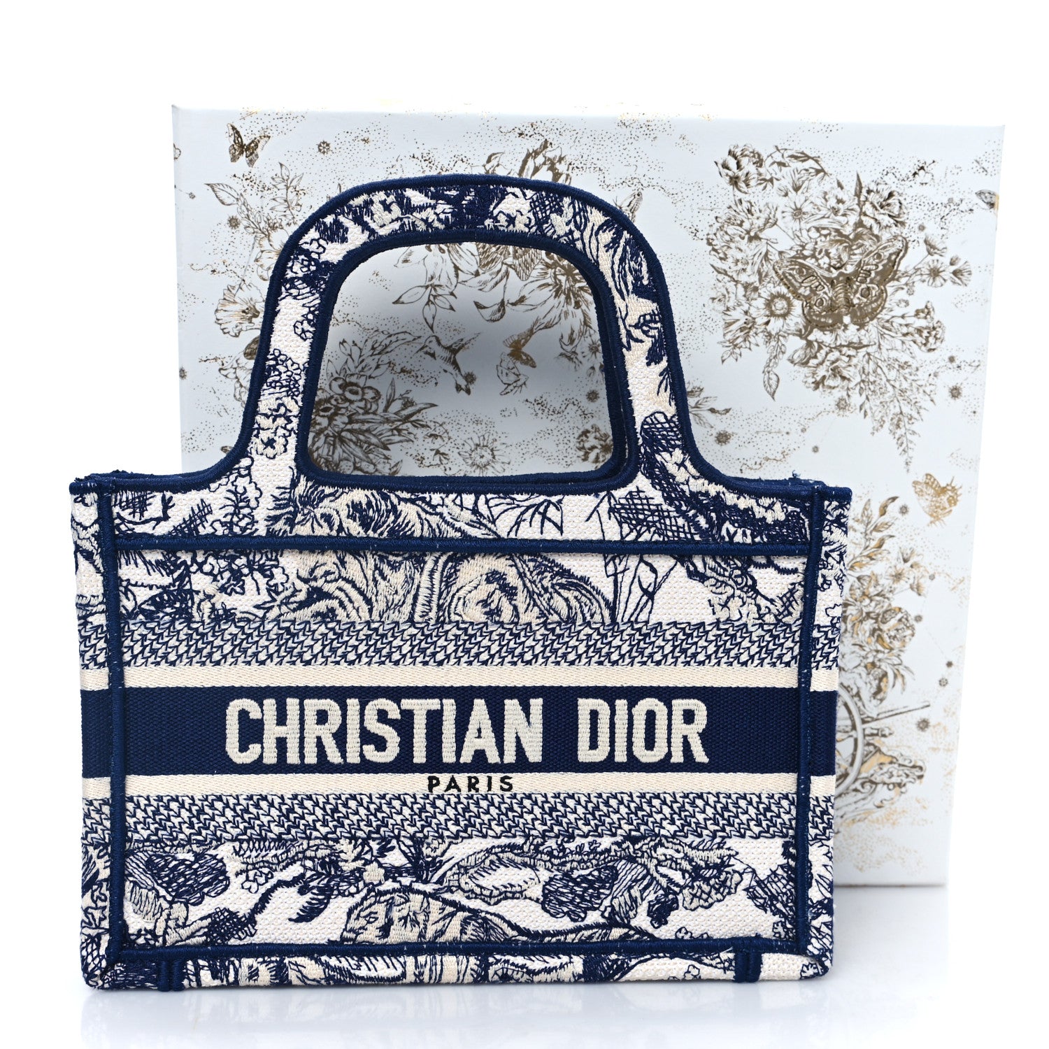 Christian Dior Canvas Embroidered Mini Toile De Jouy Book Tote