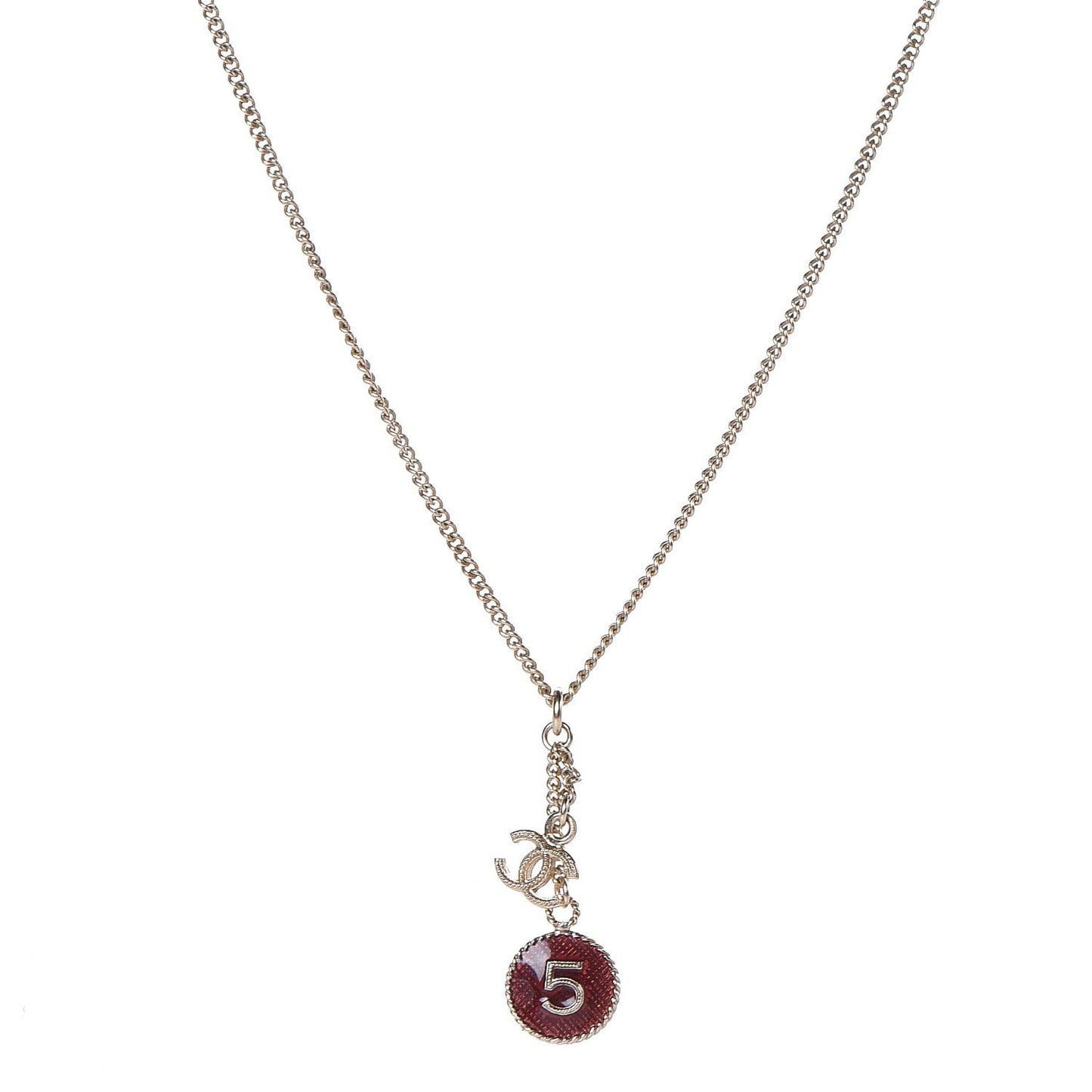 Chain No 5 CC Necklace Red Gold