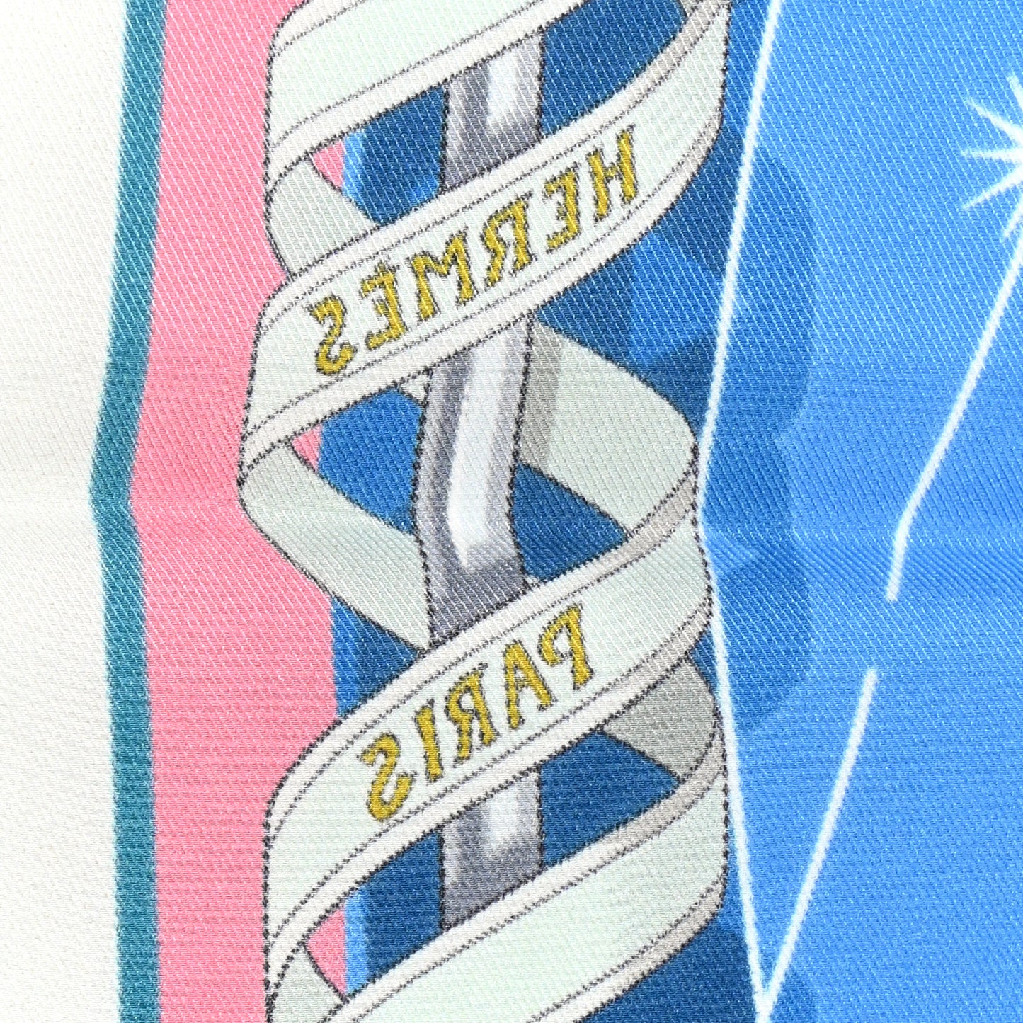 Silk Chorus Stellarum Scarf 70 Gris Perle Bleu Azur