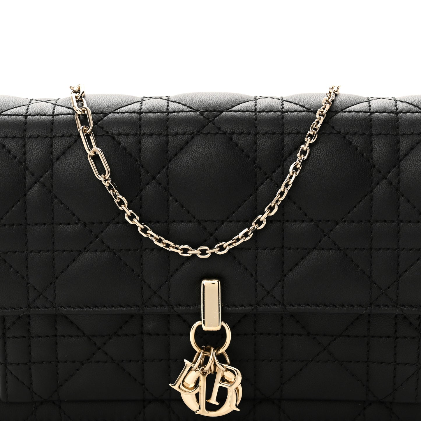 Lambskin Cannage Chain My Dior Daily Chain Pouch Black