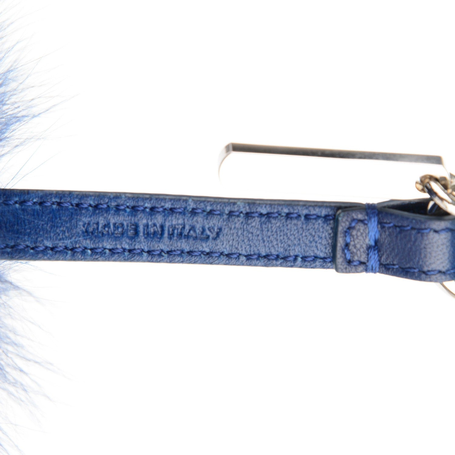 Fendi Fox Fur Shiny Nappa Bi-Color K ABCharm Bag Charm Blue Curry 3 of 4