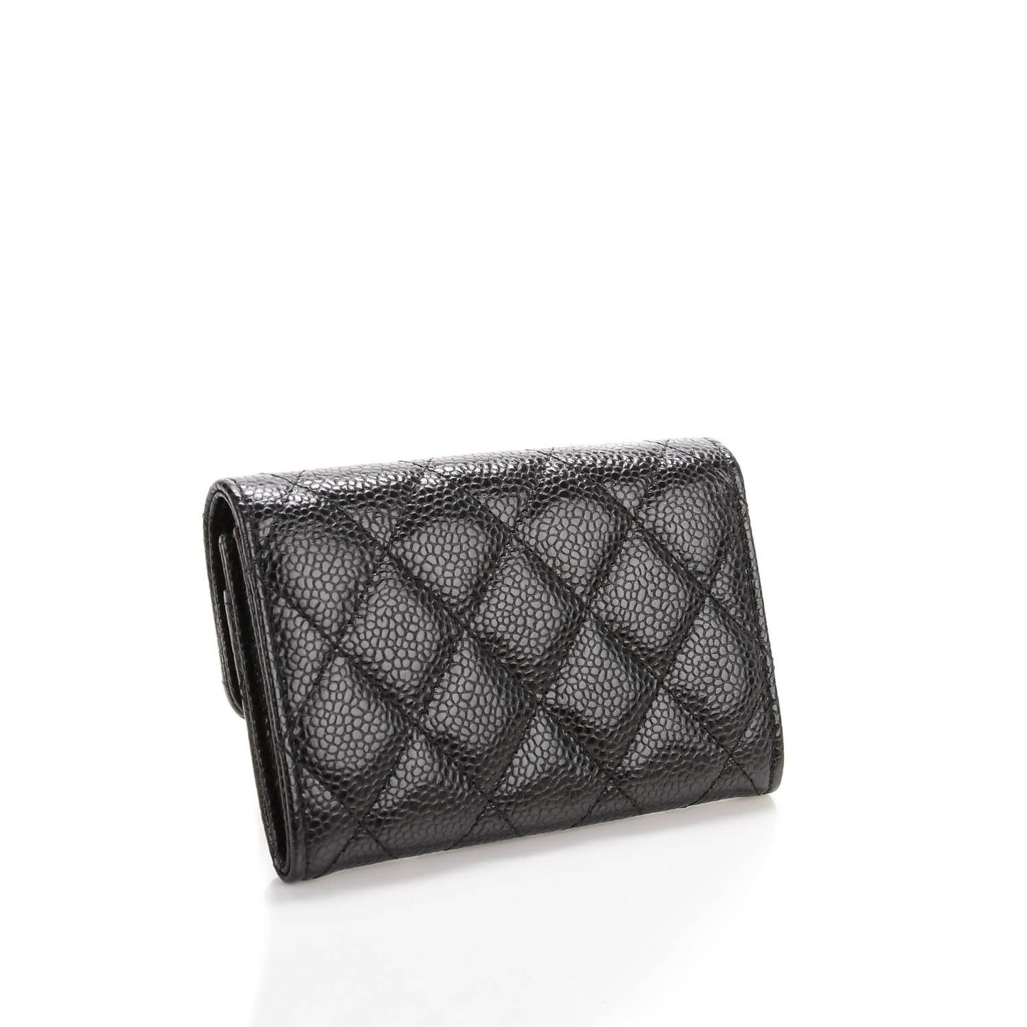 Caviar Quilted Flap Card Holder Black
