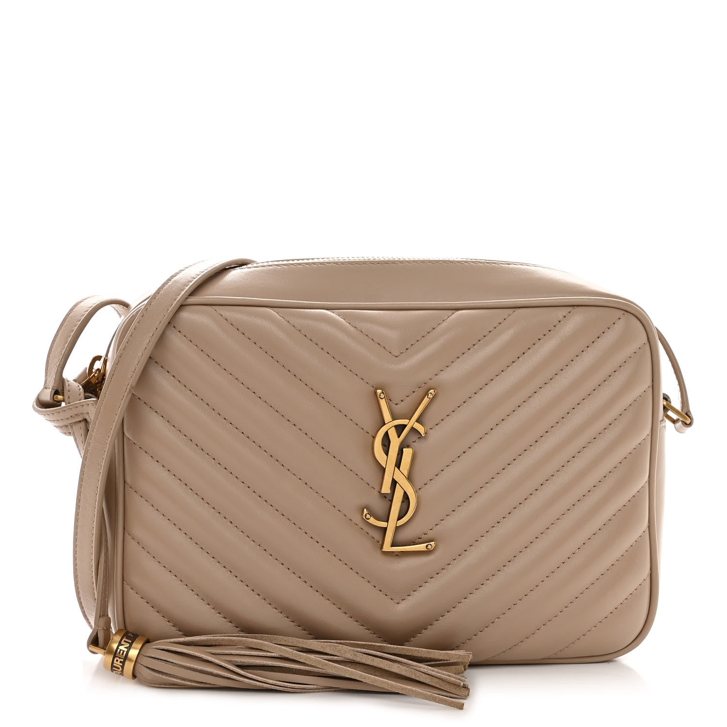 Saint Laurent Calfskin Matelasse Monogram Lou Camera Bag Dark Beige 1 of 9