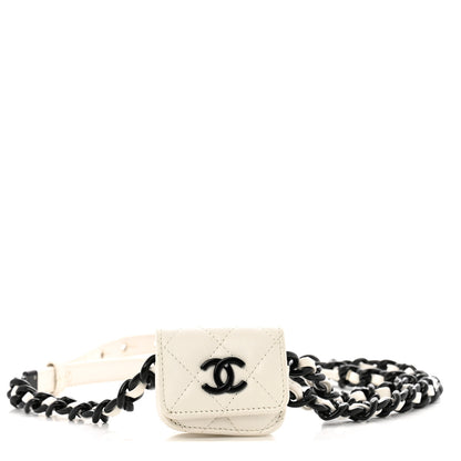 Chanel Caviar Quilted Airpods Pro Holder Belt White 1 of 13