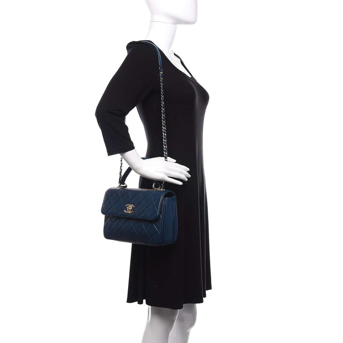 Lambskin Quilted Small Trendy CC Flap Dual Handle Bag Blue