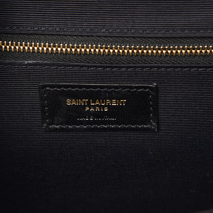 Saint Laurent Grain De Poudre Matelasse Chevron Large Monogram Satchel Black 7 of 8