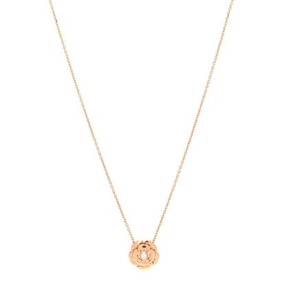 Chanel 18K Rose Gold Diamond Extrait de Camelia Pendant Necklace 1 of 6