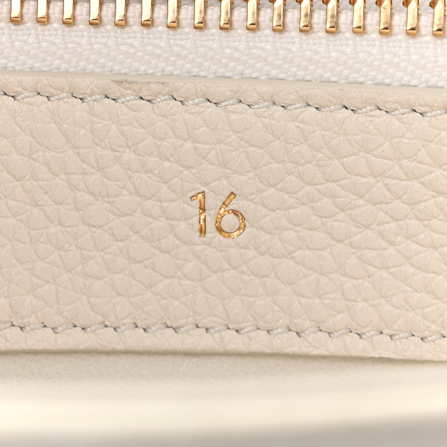 Grained Calfskin Small 16 Top Handle Bag White