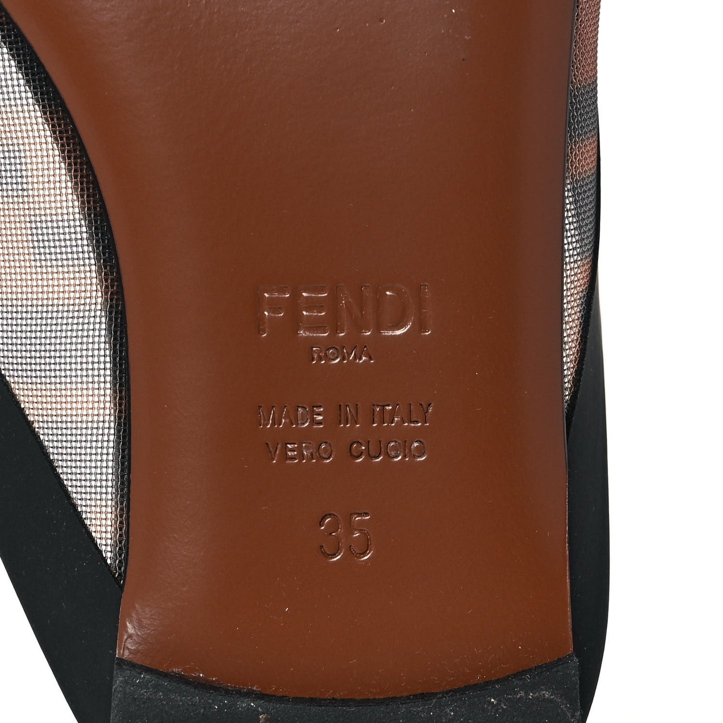 Technical Mesh Vitello FF Colibri Flat Mules 35 Tobacco Moro Black