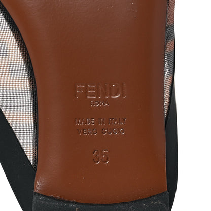 Fendi Technical Mesh Vitello FF Colibri Flat Mules 35 Tobacco Moro Black 6 of 8