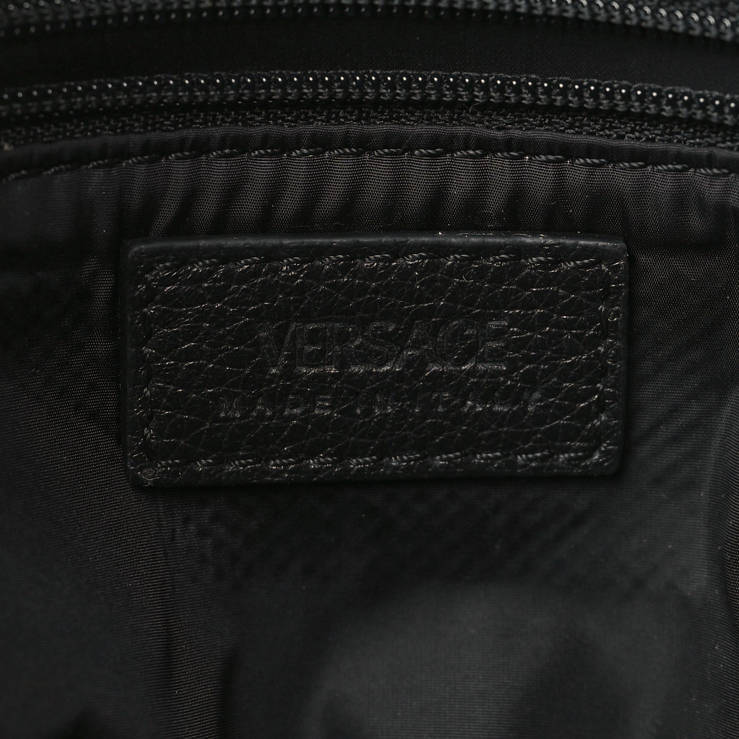 Grained Calfskin Medusa Belt Bag Black
