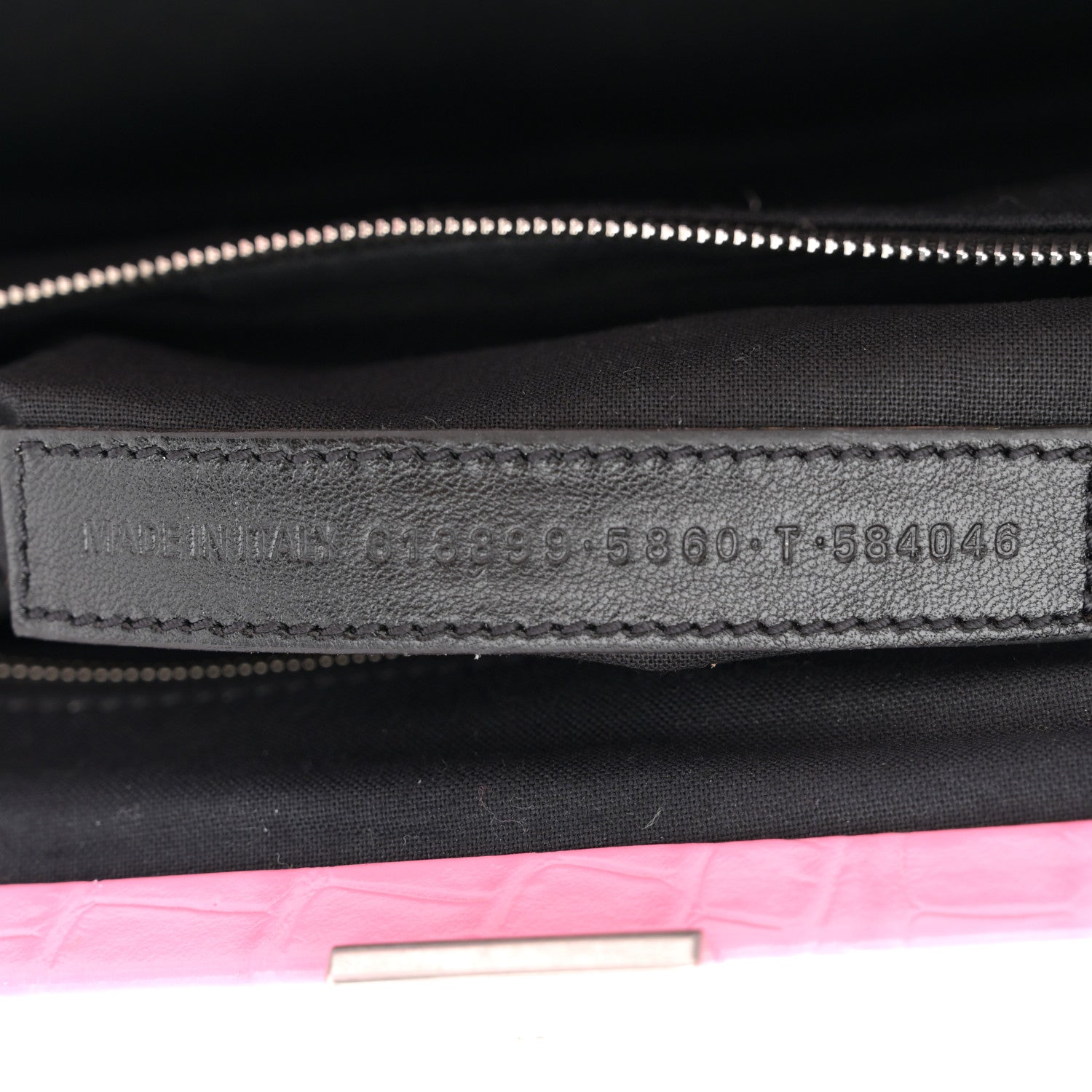 Balenciaga Shiny Supple Calfskin Logo Crocodile Embossed XL Cloud Clutch Pink 7 of 12