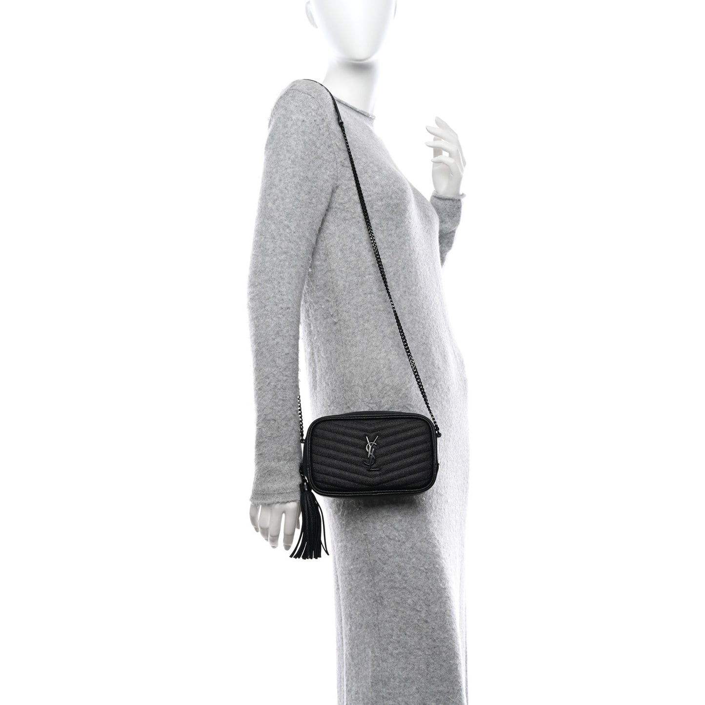 Grain De Poudre Matelasse Monochrome Monogram Mini Lou Camera Bag Black