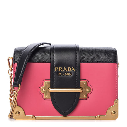 Prada City Calf Saffiano Cahier Bag Magenta Black 1 of 9