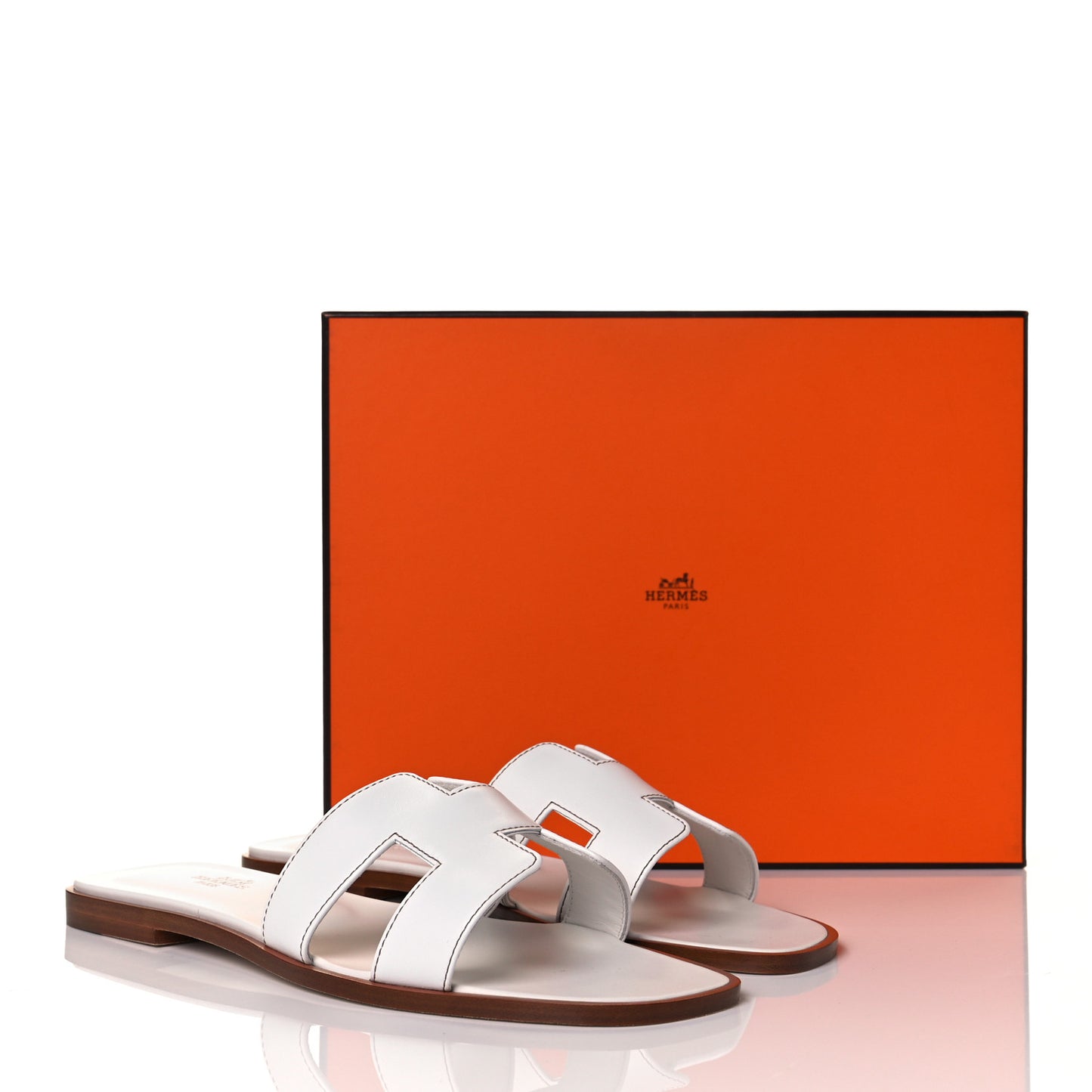 Box Calfskin Oran Sandals 39 White