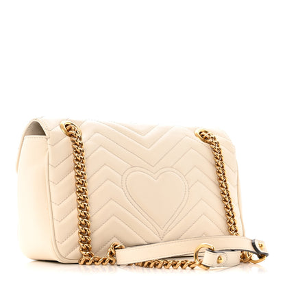 Gucci Calfskin Matelasse Small GG Marmont Shoulder Bag White 3 of 16
